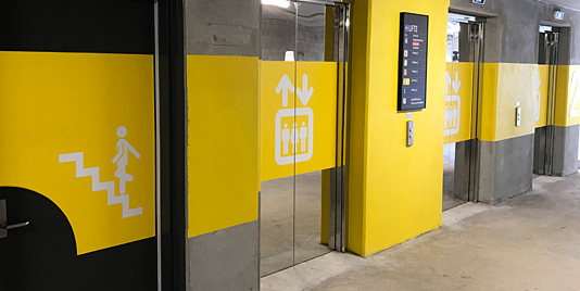 Gosford Hospital Carpark Wayfinding Lift Graphics by Minale Tattersfield Australia